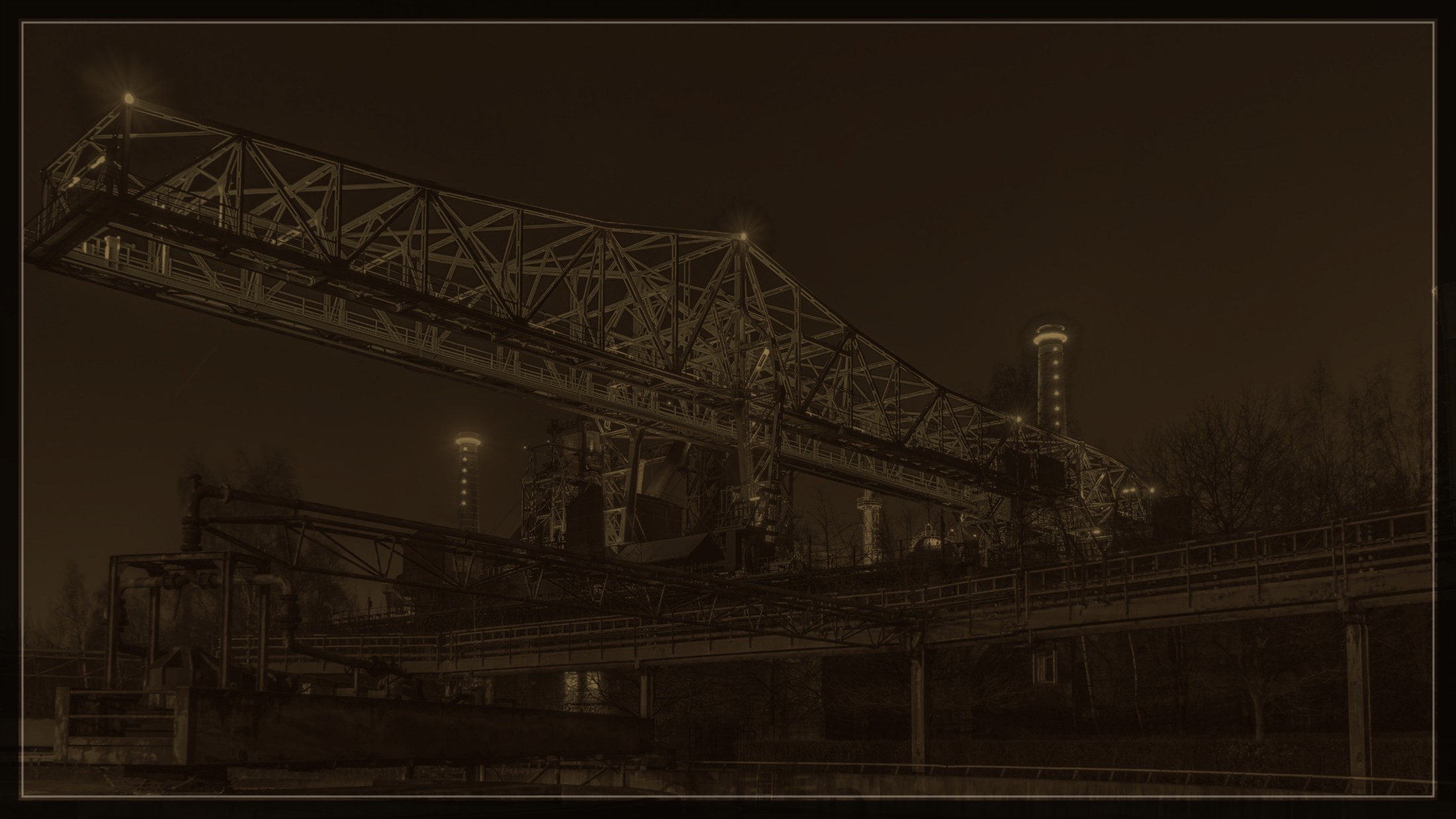 Steampunk-inspirierte Landschaftspark-Kulisse